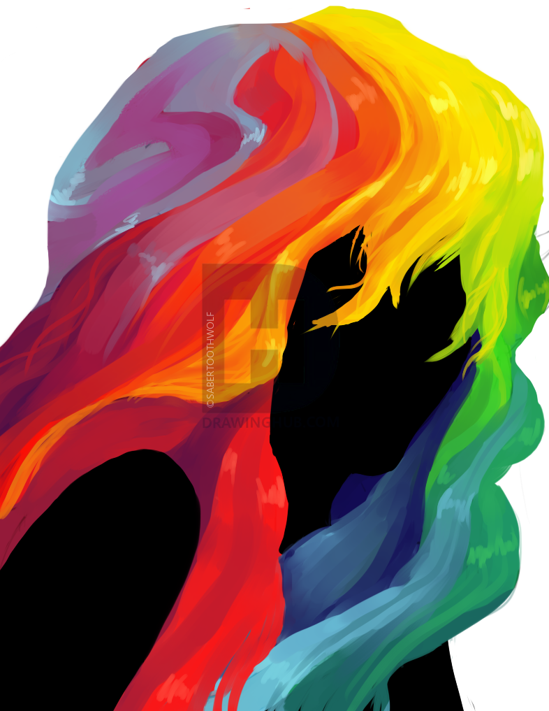 786x1017 Rainbow Hair Drawing - Rainbow Hair Drawing