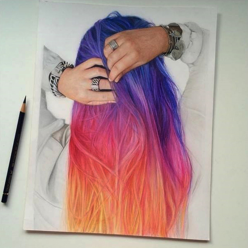 Rainbow Hair Drawing at PaintingValley.com | Explore collection of ...