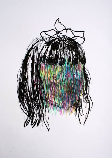 375x531 Rainbow Hair Girl Drawing - Rainbow Hair Drawing
