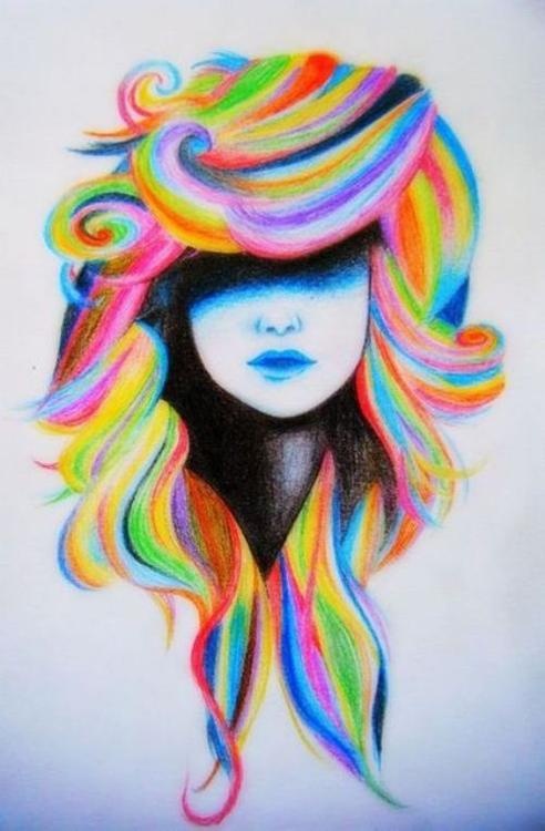 492x750 Rainbow Hair Shared - Rainbow Hair Drawing