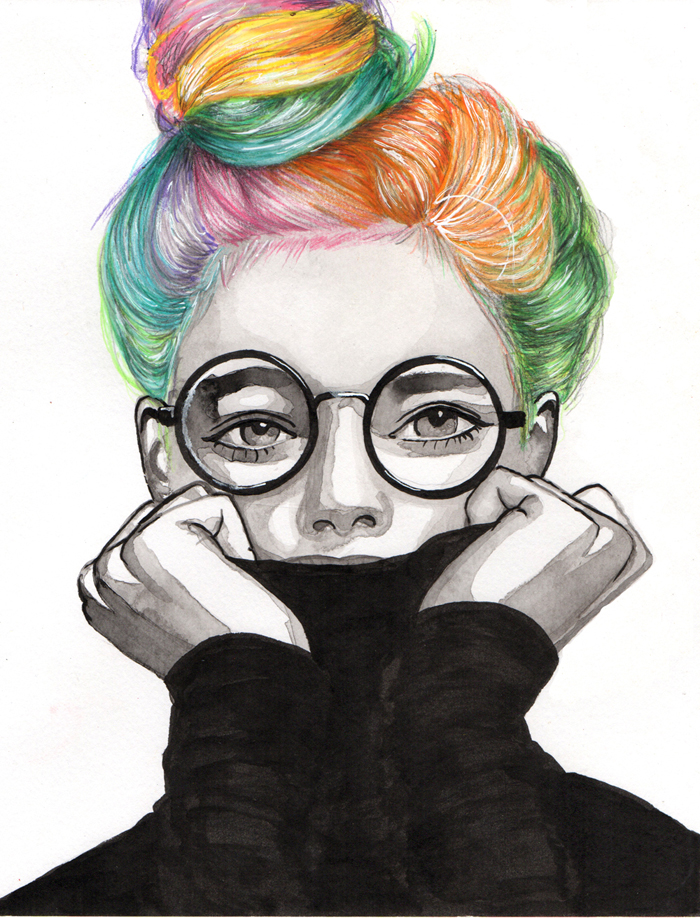 700x918 rainbow hair caitlin stevens - Rainbow Hair Drawing