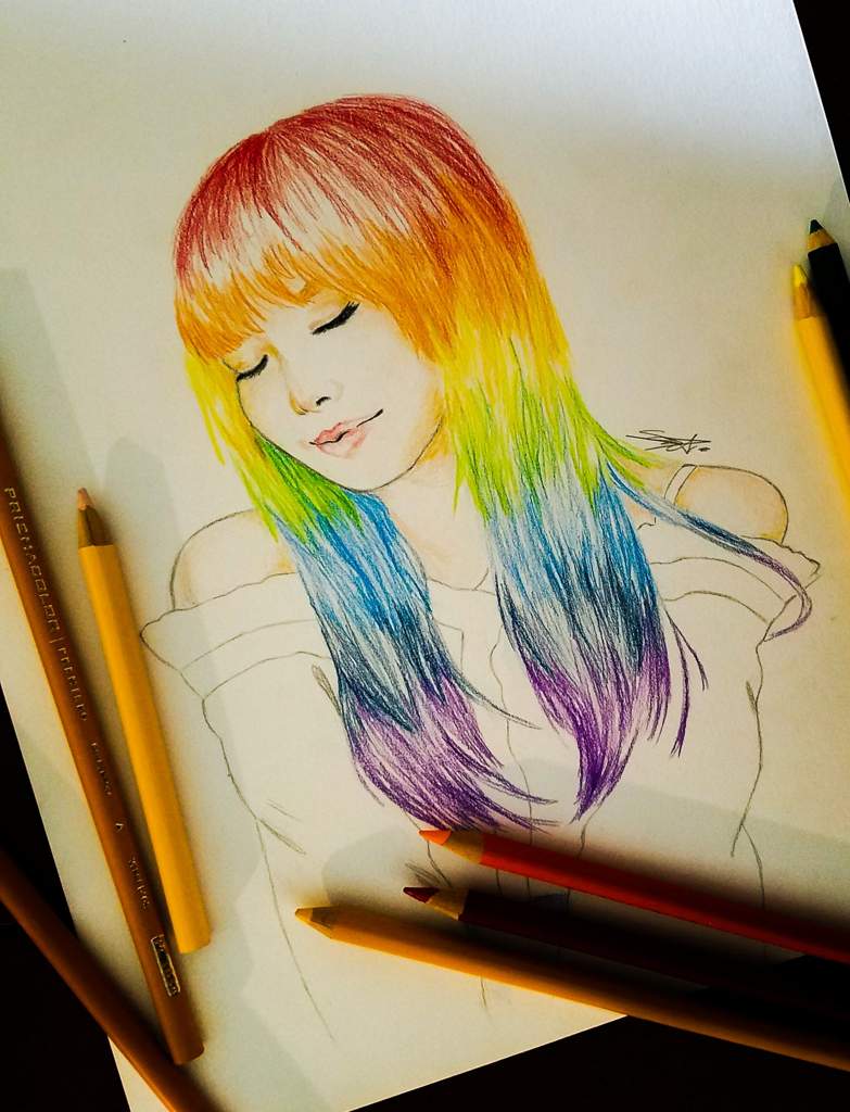 783x1024 Rainbow Hair Arts And Ocs Amino - Rainbow Hair Drawing