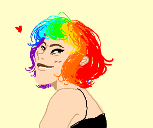 300x250 Cute Girl With Rainbow Hair Drawing - Rainbow Hair Drawing