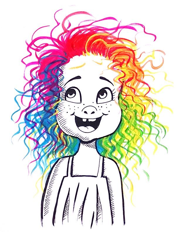 624x792 entry - Rainbow Hair Drawing