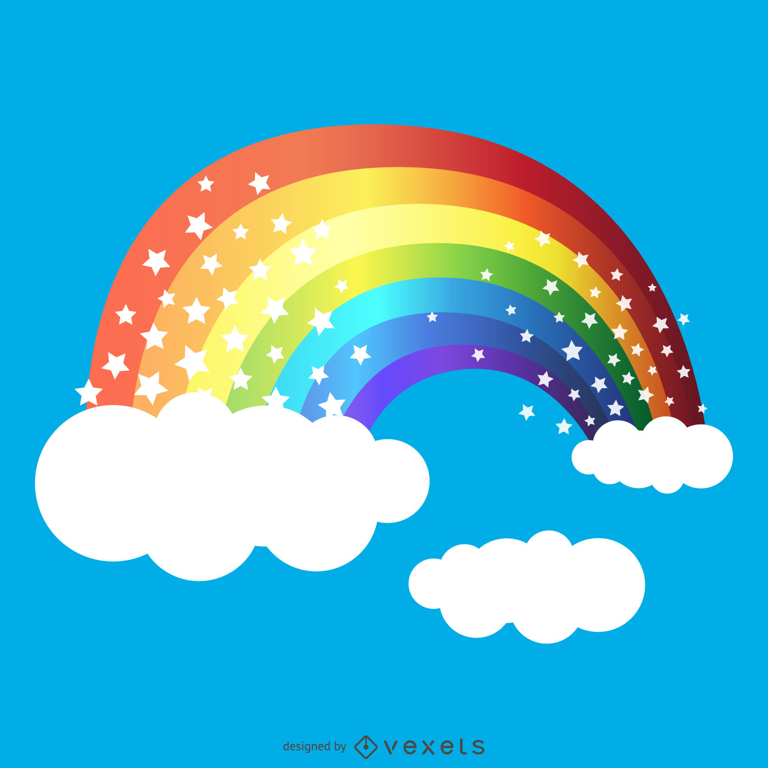 1500x1500 Rainbow Drawing With Stars - Rainbow Images For Drawing