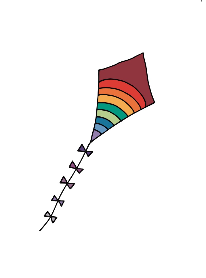 716x965 Line Drawing Cards Pink Sheep Designs - Rainbow Line Drawing