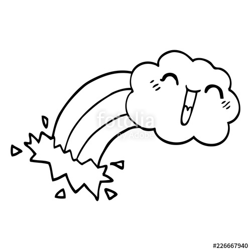 500x500 Line Drawing Cartoon Rainbow Rain Cloud Stock Image And Royalty - Rainbow Line Drawing