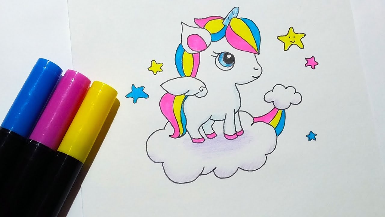 1280x720 How To Draw A Cute Rainbow Unicorn Easy Step - Rainbow Unicorn Drawing