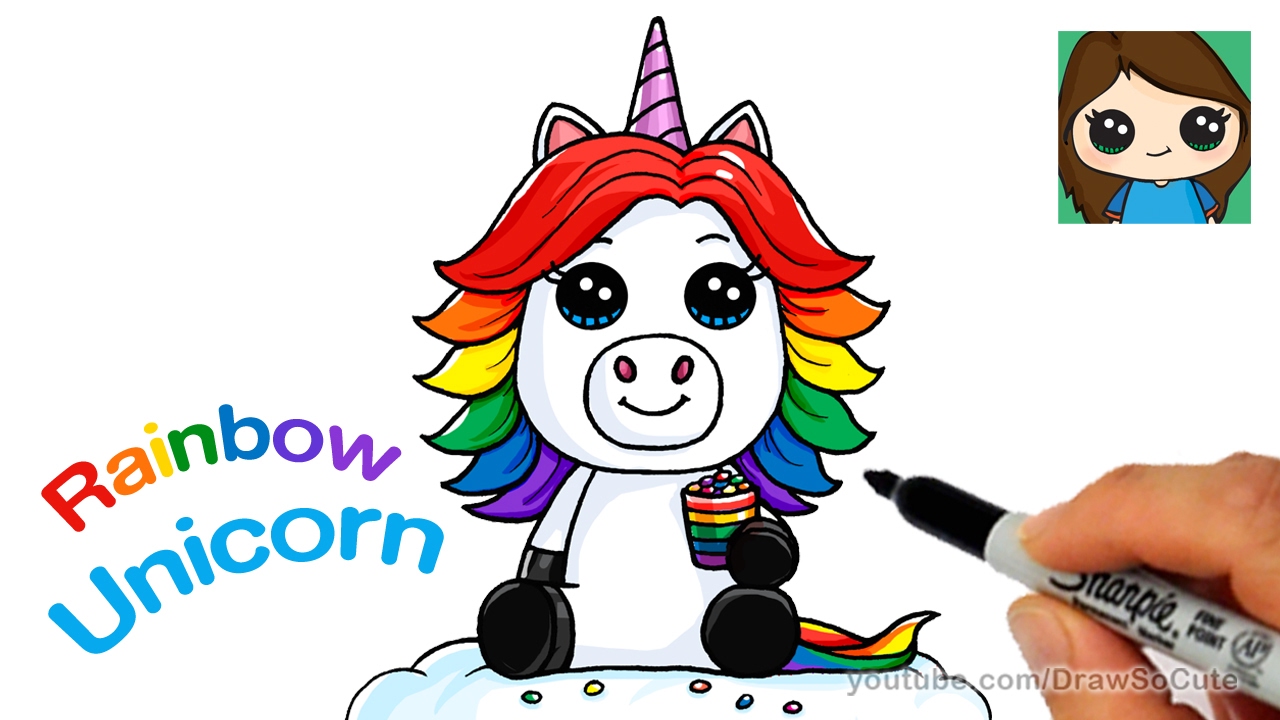1280x720 How To Draw A Rainbow Unicorn Easy - Rainbow Unicorn Drawing