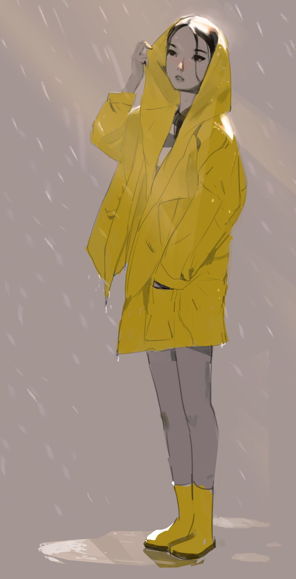 983x1920 Samuelyounart Raincoat Draw Garotos Anime - Raincoat Drawing