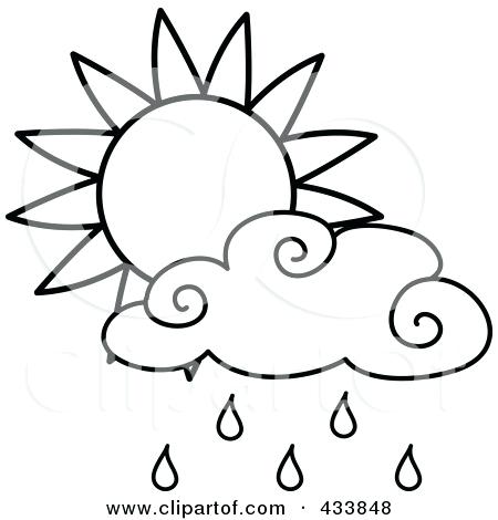 450x470 Drawing Of A Raindrop Illustration An Outline Sun Rain Cloud - Raindrop Drawing