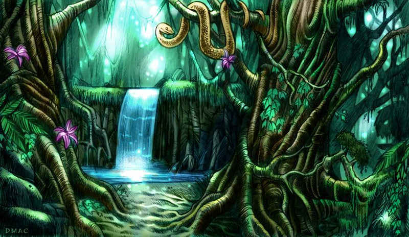 800x464 art mystical rainforest and desert city - Rainforest Drawing