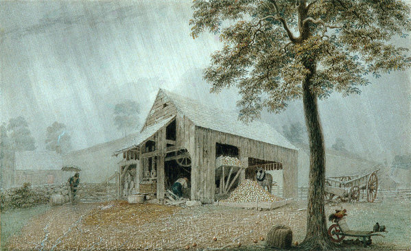 599x366 rainstorm cider mill at redding connecticut art print - Rainstorm Drawing