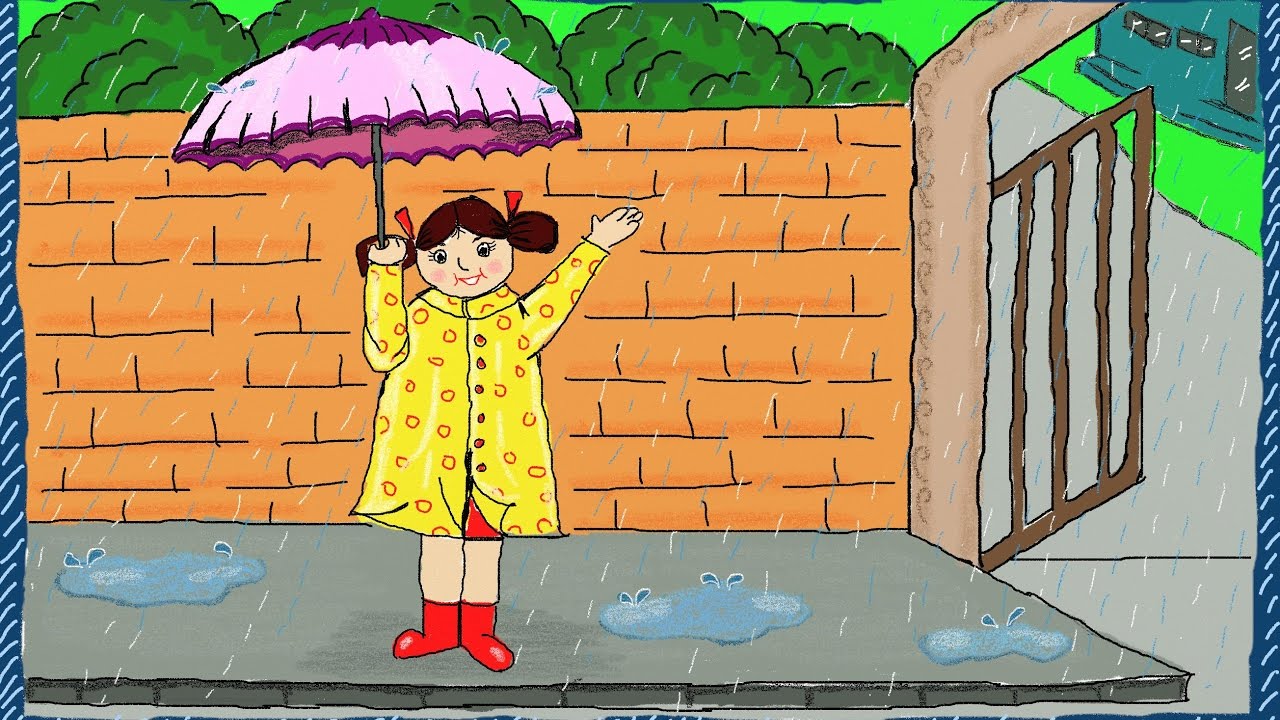 Как по английски будет дождь. Rainy рисунок для детей. Rain рисунок для детей. It's raining картинка. Raining Flashcard.