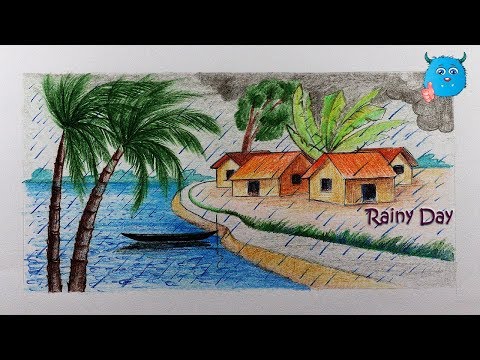 480x360 how to draw scenery of rainy season easy - Rainy Season Drawing