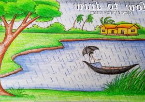 300x210 Rainy Nature Sketch Pencil Drawing Rain Images How To Draw - Rainy Season Drawing
