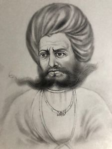 225x300 original indian rajasthani pencil sketch drawing man with turban - Rajasthani Drawing