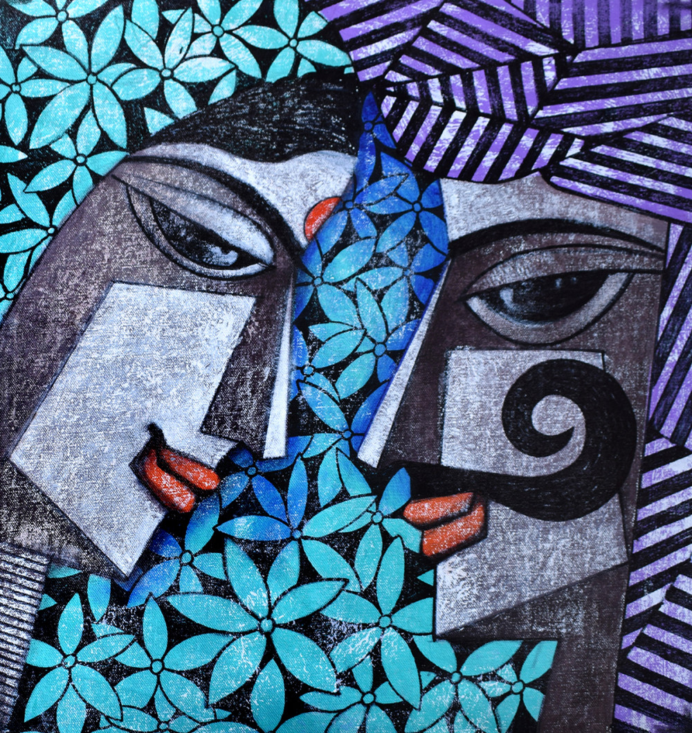 1000x1059 rajasthani couple painting - Rajasthani Drawing