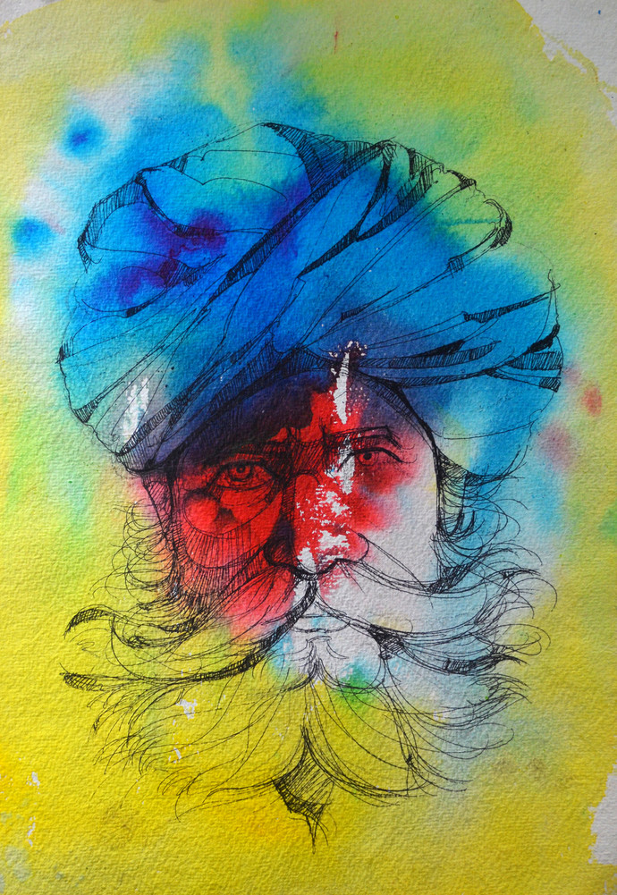 690x1001 rajasthani man - Rajasthani Drawing