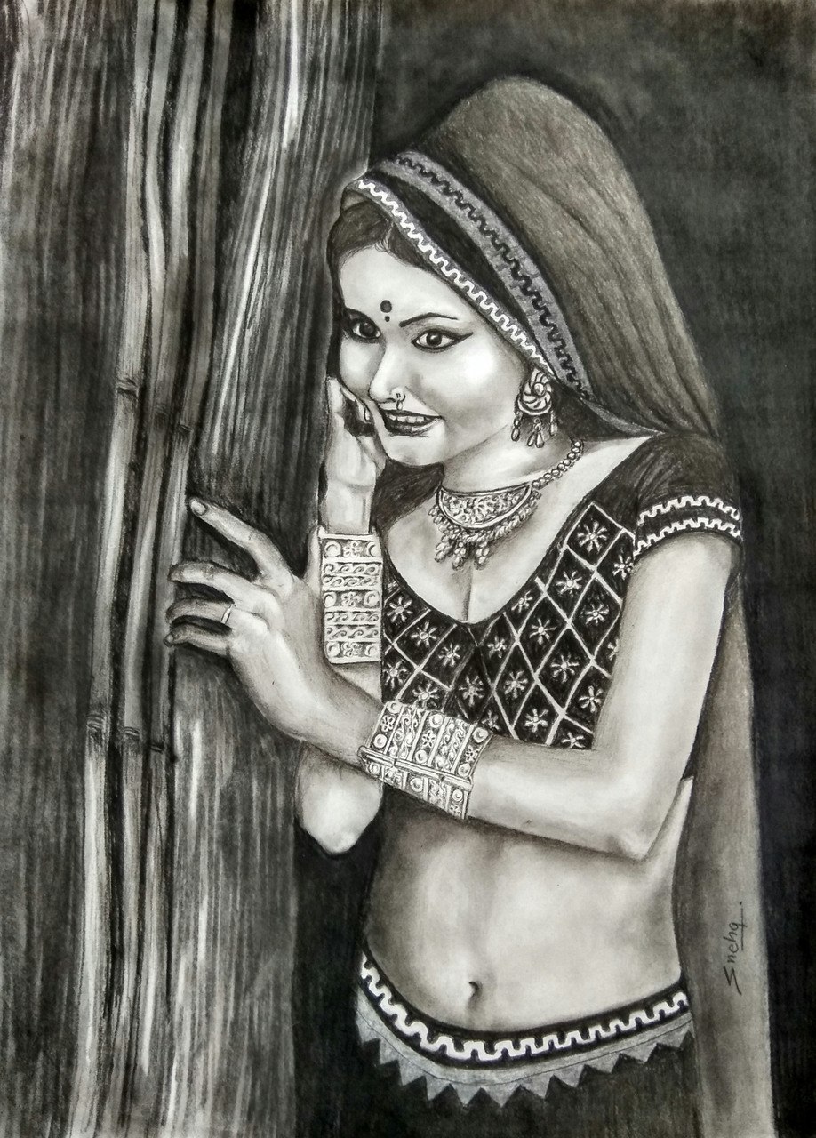 918x1280 buy rajasthani beauty handmade painting - Rajasthani Drawing