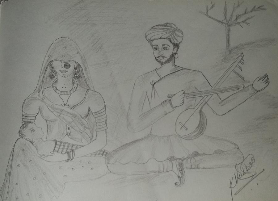 900x651 indian rajasthani banjara drawing - Rajasthani Drawing