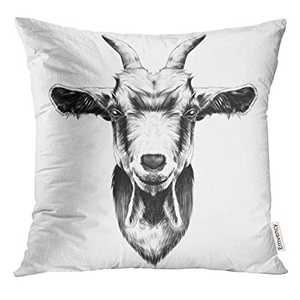 425x425 golee throw pillow cover drawing goat head black - Ram Animal Drawing