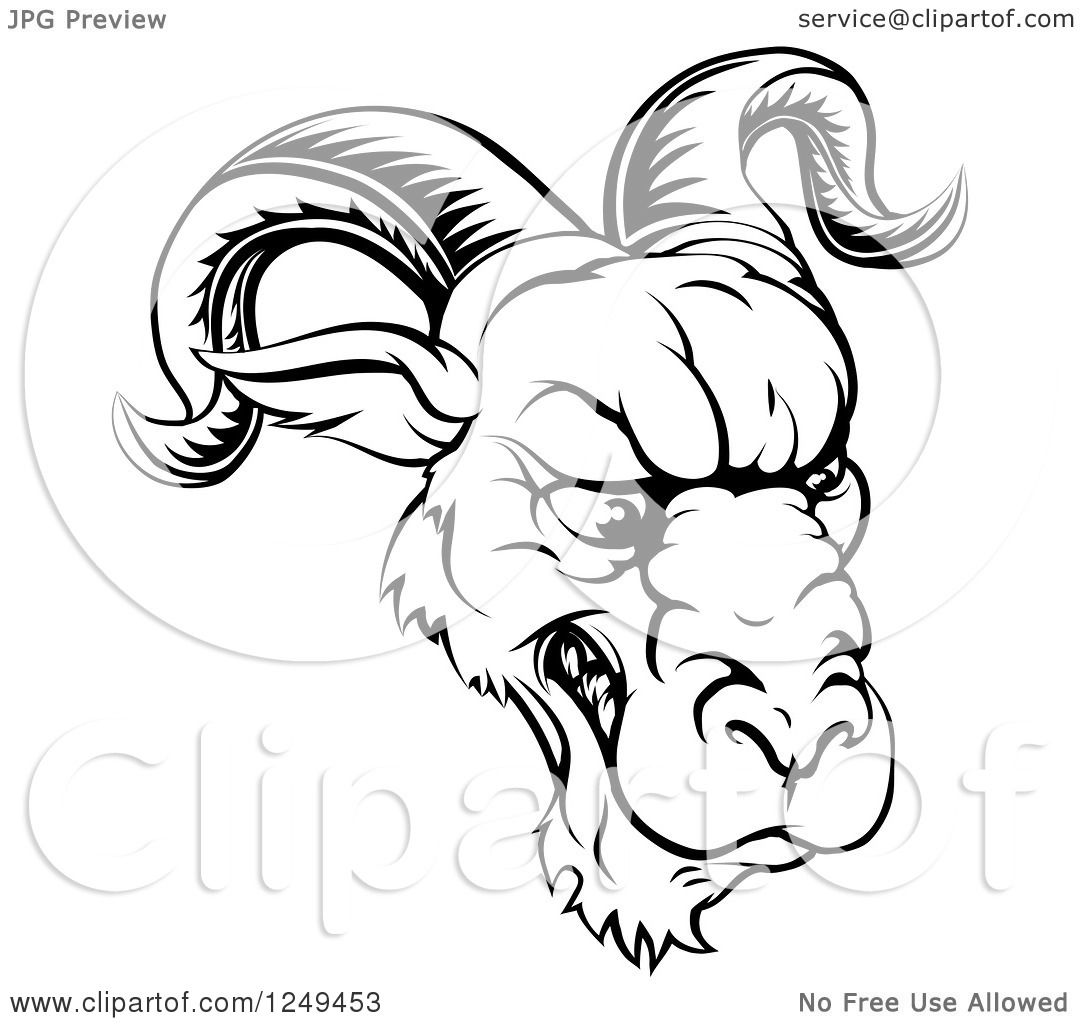 1080x1024 Ram Horns Drawing At Fre - Ram Horns Drawing