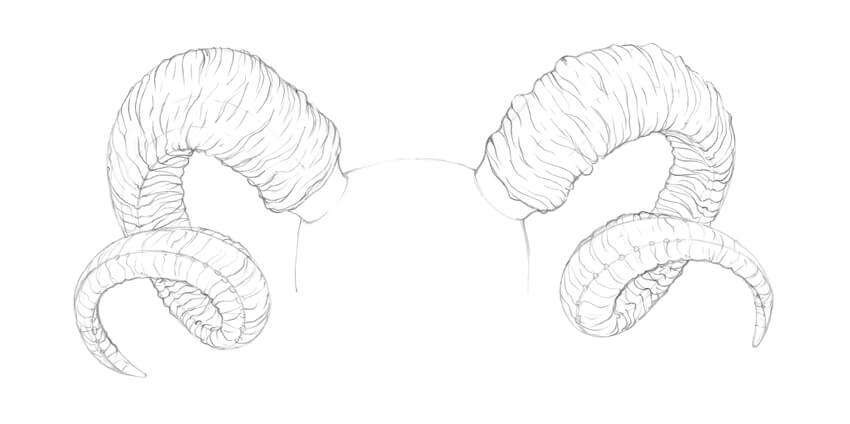850x424 how to draw horns - Ram Horns Drawing.