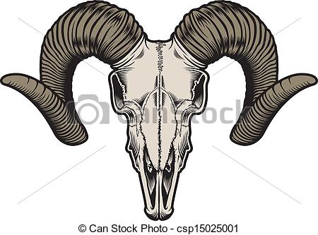 450x333 Goat Skull Editable Vector Illustration Of Goat Skull, Suitable - Ram Skull Drawing