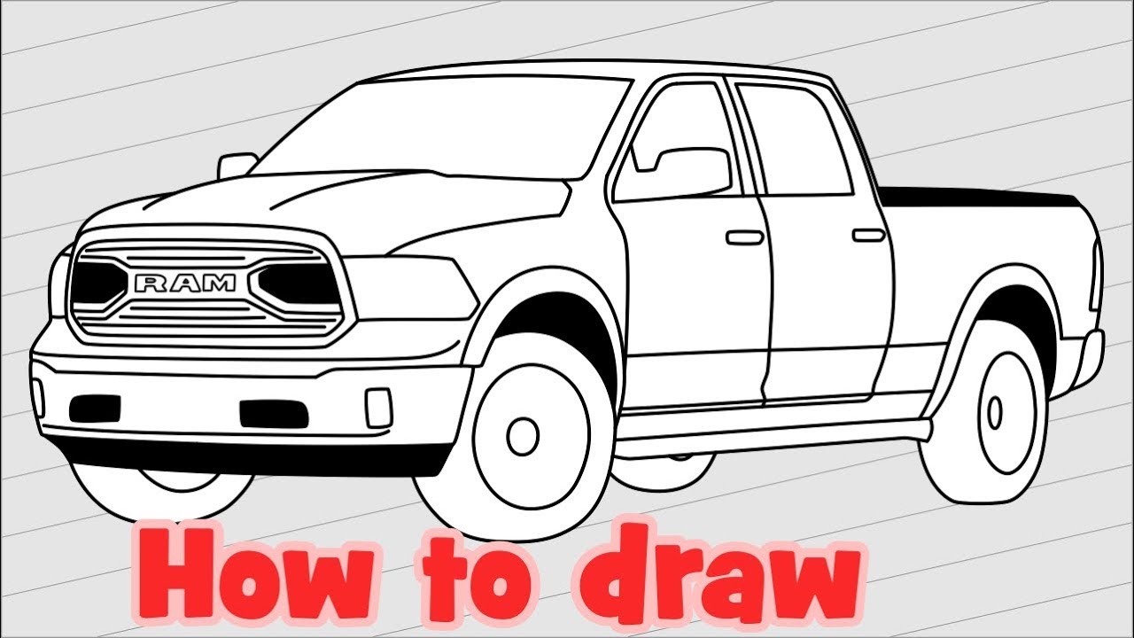 1280x720 How To Draw Truck Dodge Ram - Ram Truck Drawing