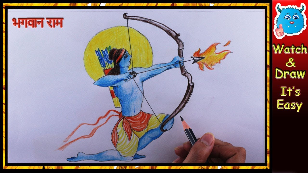 1280x720 lord sree rama drawing for kids - Rama Drawing