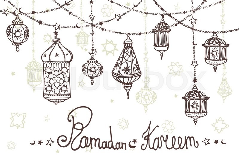 800x529 traditional lantern garland of ramadan stock vector colourbox - Ramadan Drawing