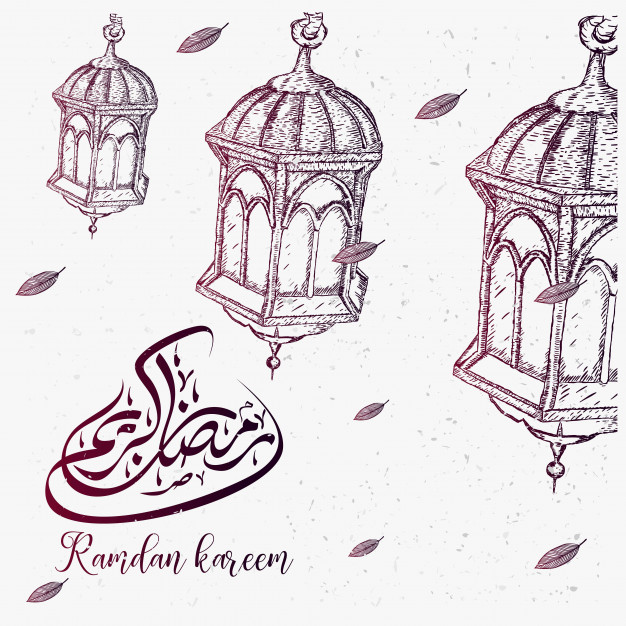 626x626 hand drawn sketch of ramadan lantern with grunge background vector - Ramadan Lantern Drawing