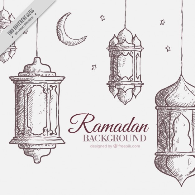 626x626 sketchy ramadan background vector free download - Ramadan Lantern Drawing