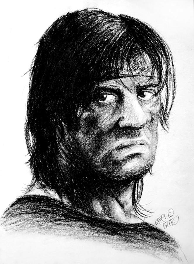 663x900 Rambo Portrait Drawing - Rambo Drawing