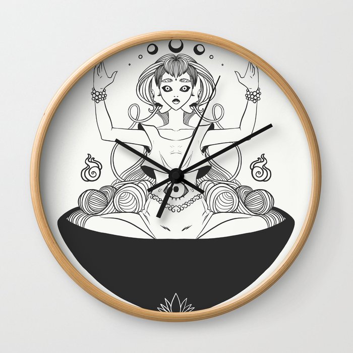 700x700 ramen noodle bowl anime girl drawing wall clock - Ramen Drawing