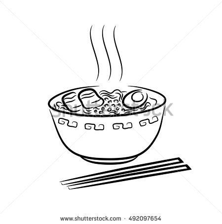 450x454 steamy ramen noodle line art a hand drawn vector illustration - Ramen Drawing