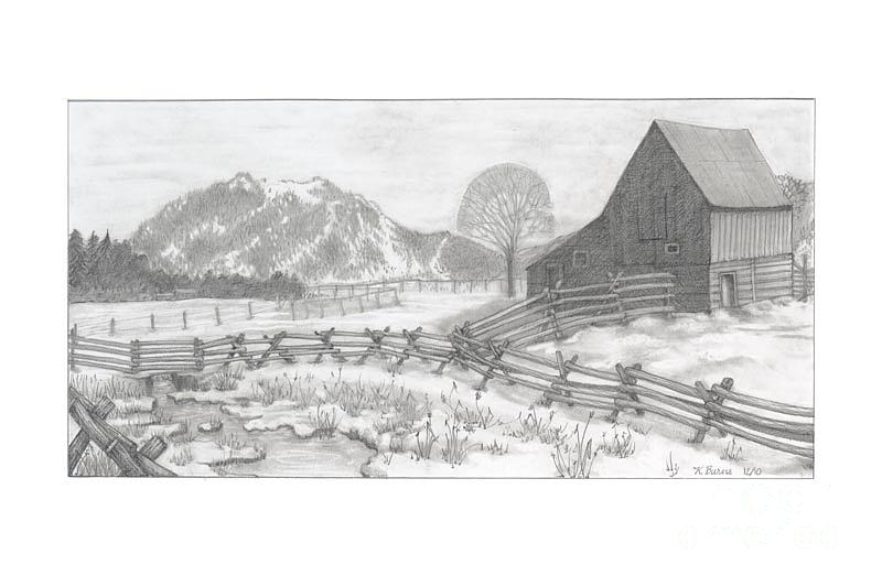 800x533 ranch in winter drawing - Ranch Drawing