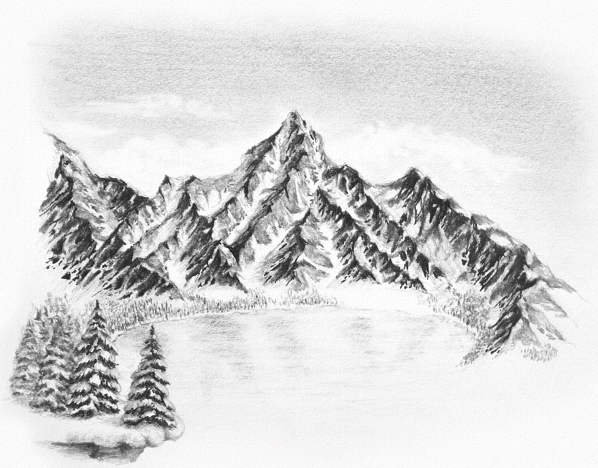 850x665 How To Draw A Winter Landscape From Scratch - Range Drawing