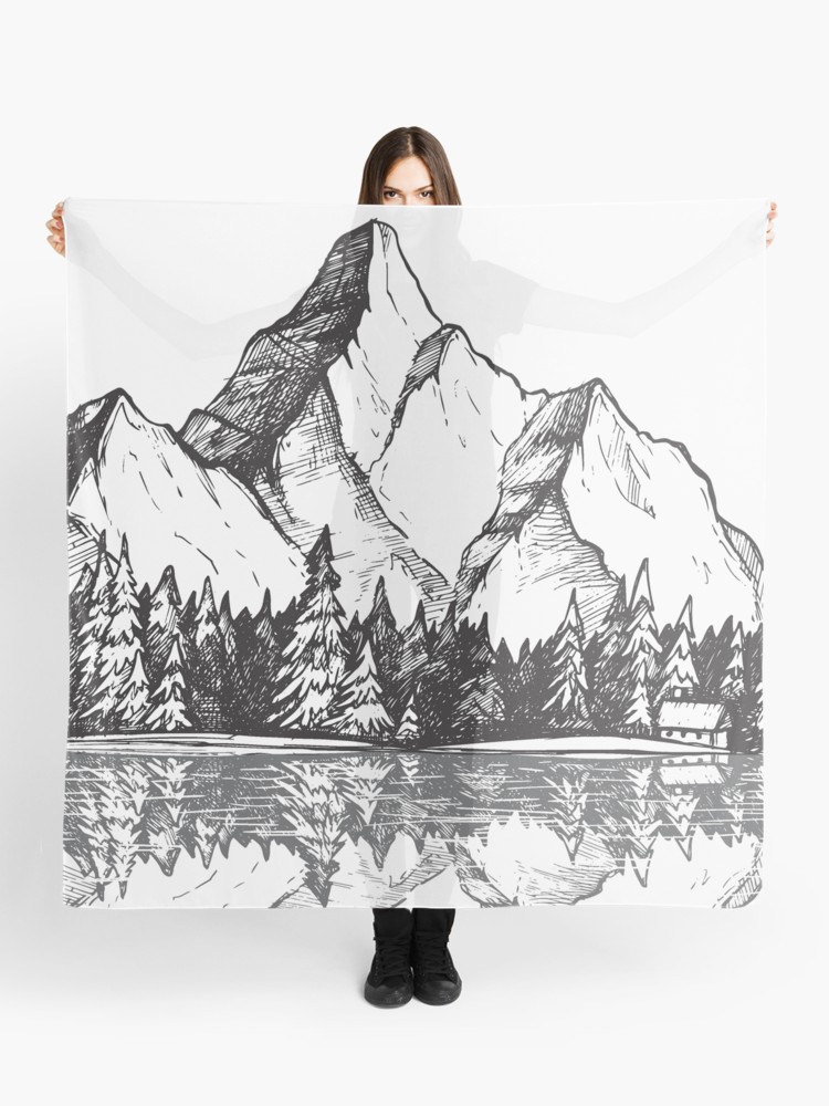 750x1000 Scenic Mountain With Reflection In Lake Water Snowy Mountains - Range Drawing