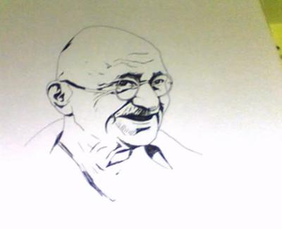 400x325 Rapid Drawing Of Gandhi - Rapid Drawing
