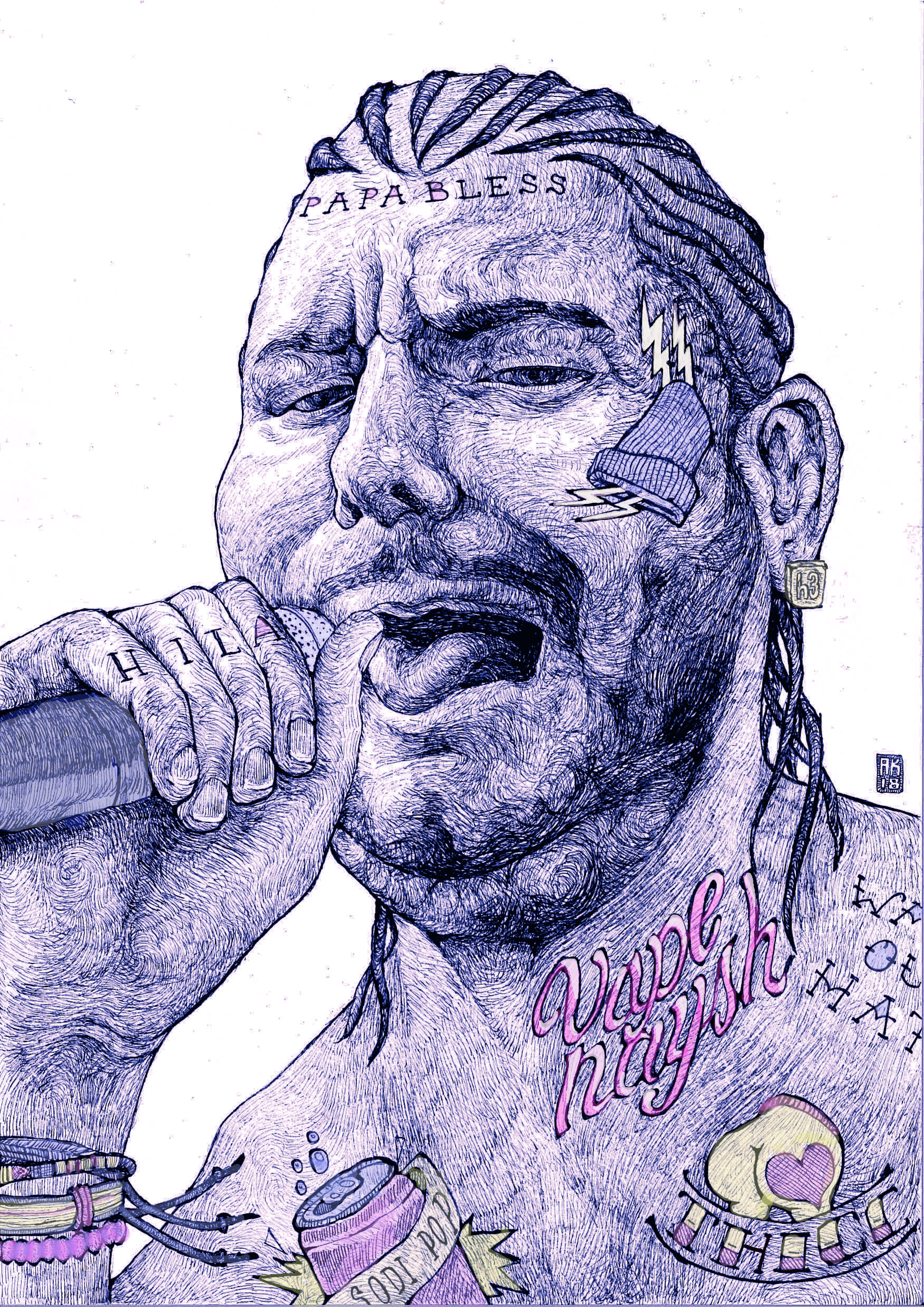3507x4959 ethan as a soundcloud rapper,ink markers + digital coloring - Rapper Drawings