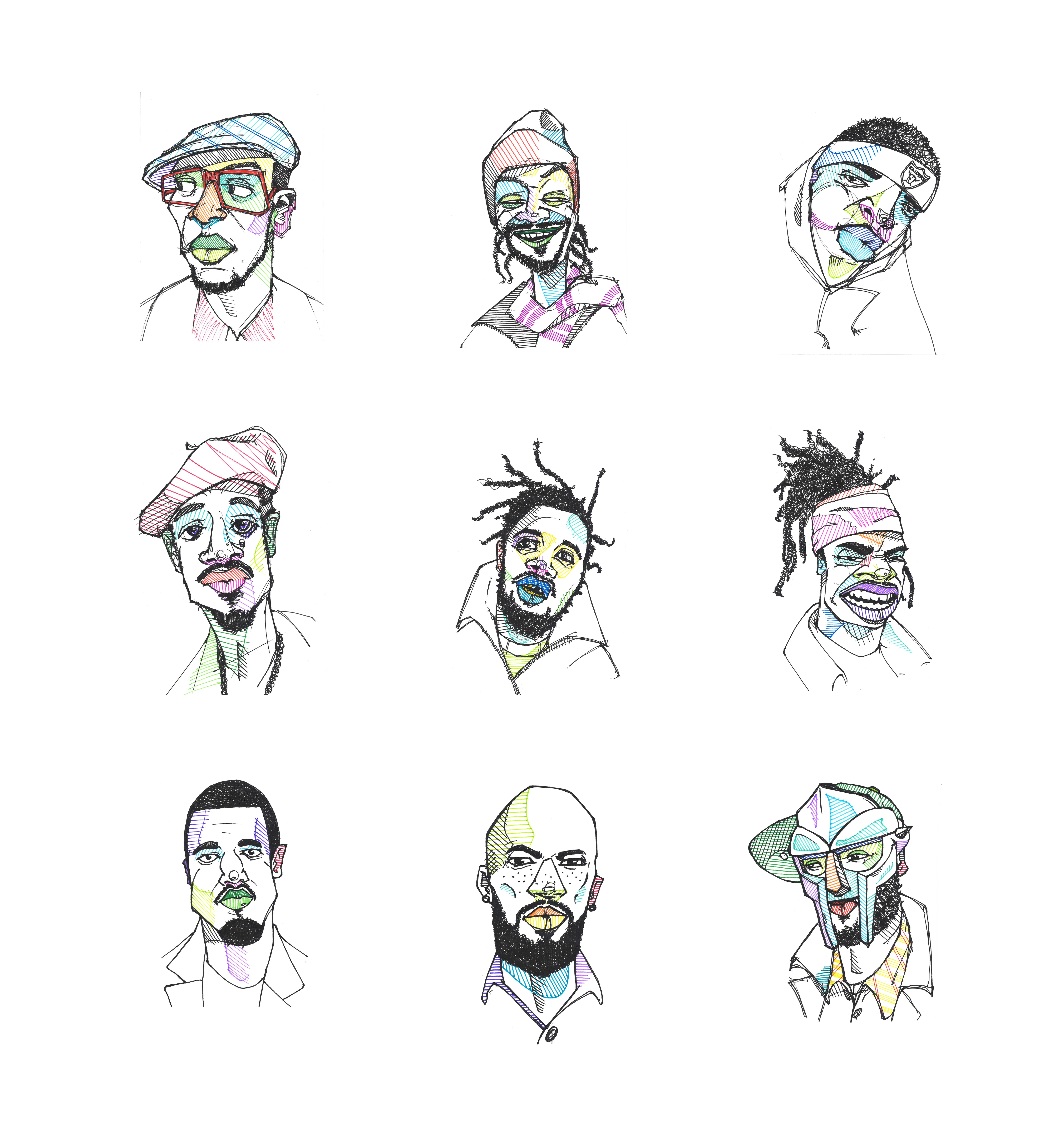 6600x7067 last week, i started drawing a rapper a day here's the first - Rapper Drawings