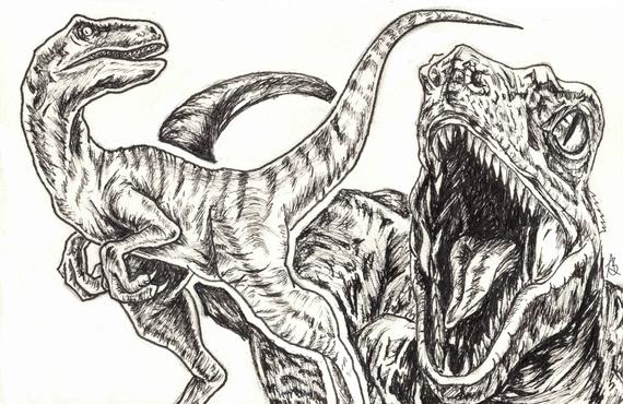 570x370 raptor drawing etsy - Raptor Drawing