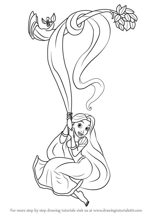 596x843 learn how to draw rapunzel from tangled - Rapunzel Disney Drawing