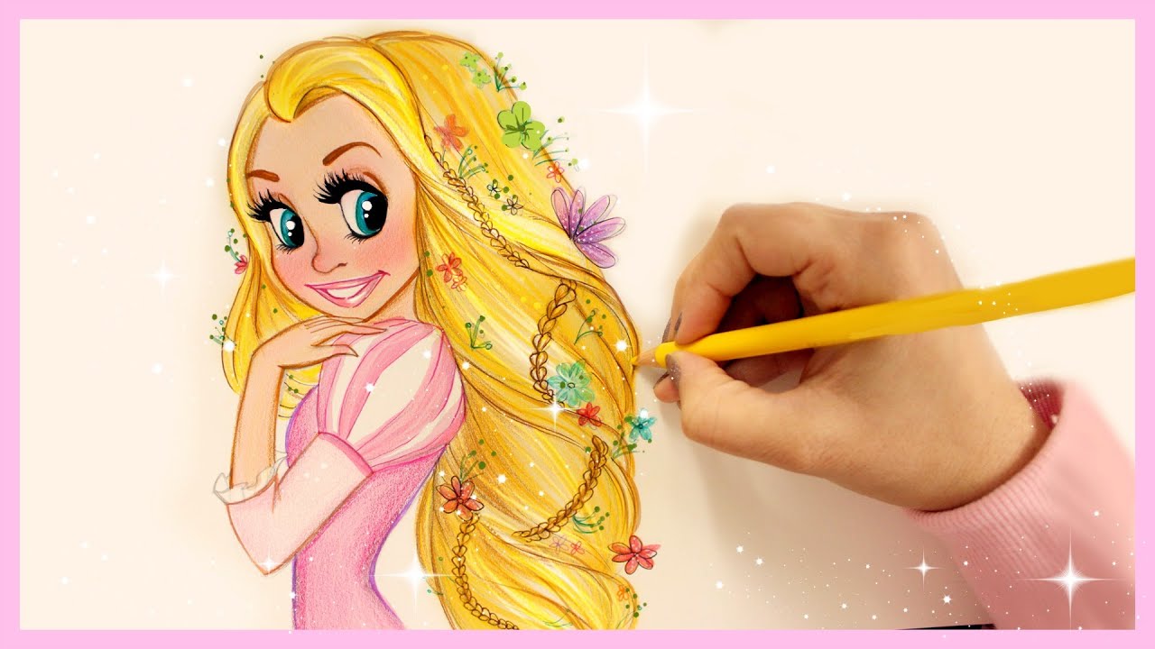 1280x720 How To Draw And Color Disney Princesses Hair Rapunzel - Rapunzel Drawing Color