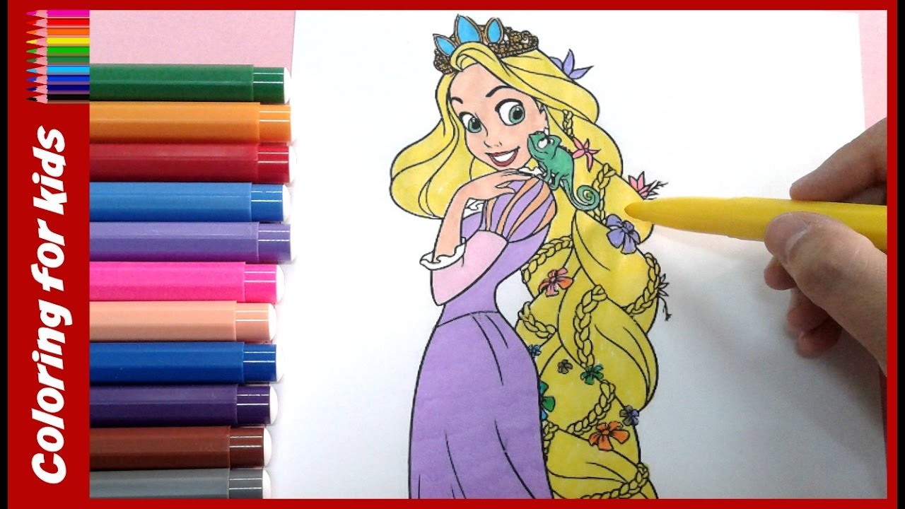 1280x720 Princess Colouring Pages How To Color Rapunzel Tangled - Rapunzel Drawing Color