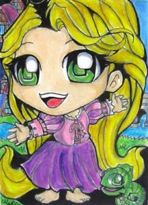 217x300 disney rapunzel tangled anime art original sketch card drawing - Rapunzel Tangled Drawing