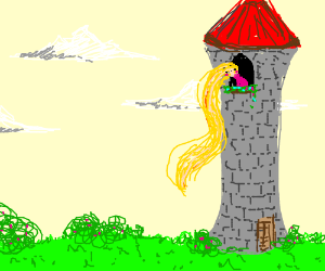 300x250 Princess Rapunzel In A Tower Drawing - Rapunzel Tower Drawing