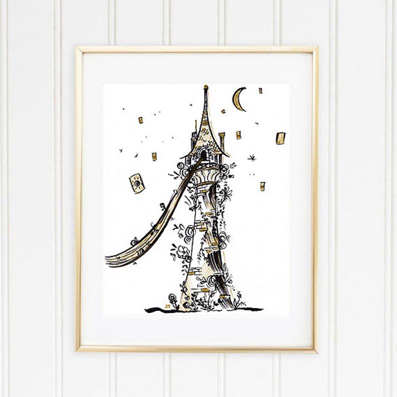 794x794 Rapunzel's Tower Fine Art Print Etsy - Rapunzel Tower Drawing